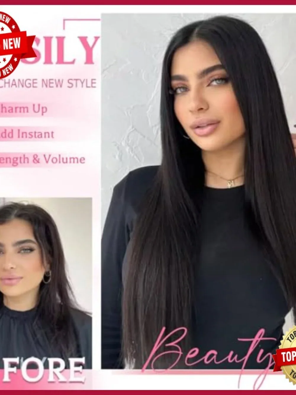 24 Inch Clip In Human Hair Extensions 8 Pieces 120g Salon Quality